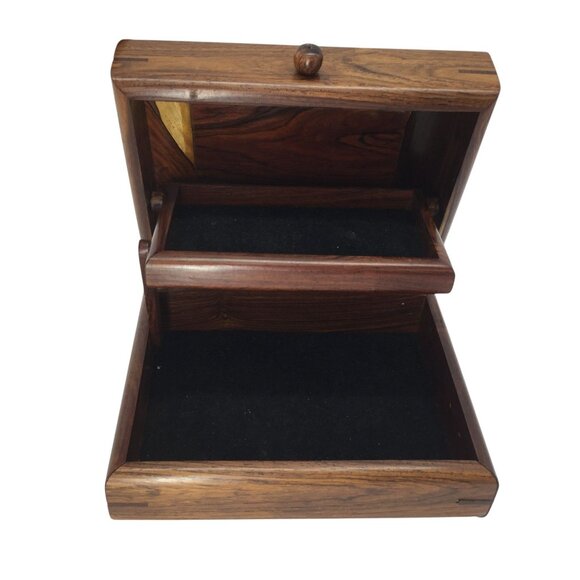 Handcrafted Wooden Jewelry Box Velvet Lined 8 X 6 - Picture 3 of 10